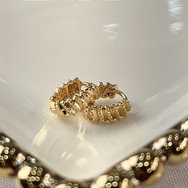 Argolas Texturizada Semijoias 18k - MB1035