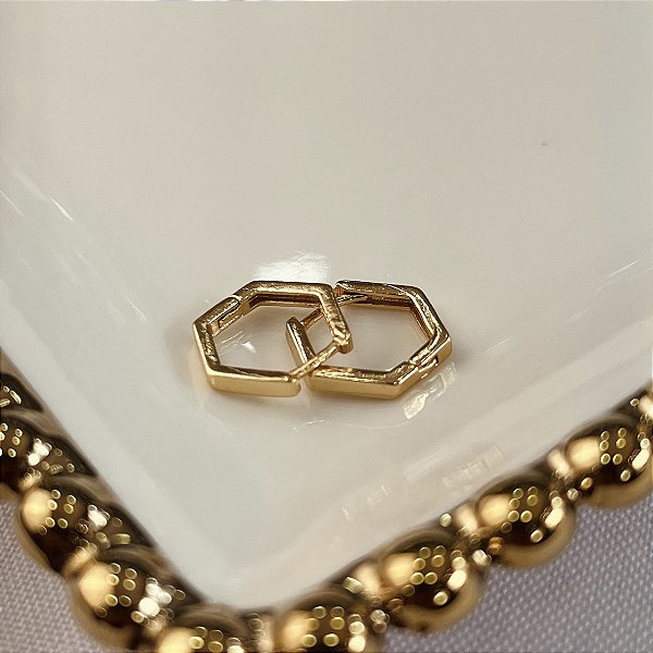 Argolas Hexagonal Lisa Semijoias 18k - MB1031