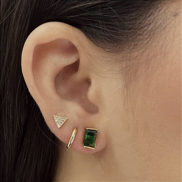 Brincos Retangular com Zircônia Semijoias 18k - MB1295