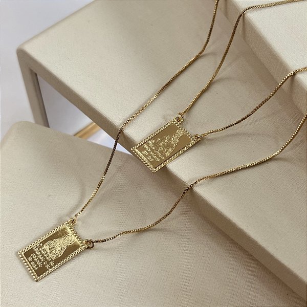 Escapulário N.Sra do Carmo e Sagrado Coração Semijoia 18k - MC997