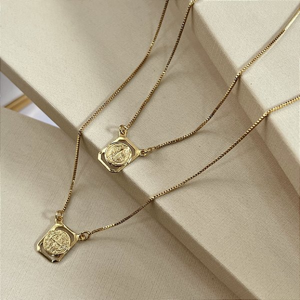 Escapulário São Bento Semijoia 18k - MC999