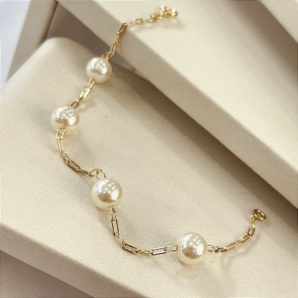 Pulseira com Pérolas Semijoias 18k - 18cm - MP623