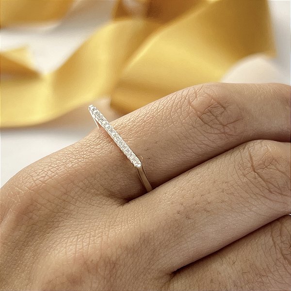 Anel Quadrado Cravejado Prata 925 - APR264