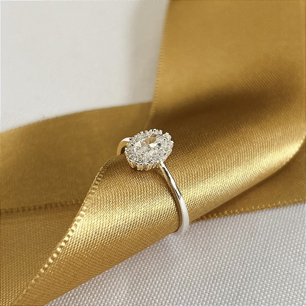 Anel Pedra Oval Cristal Prata 925 - APR272