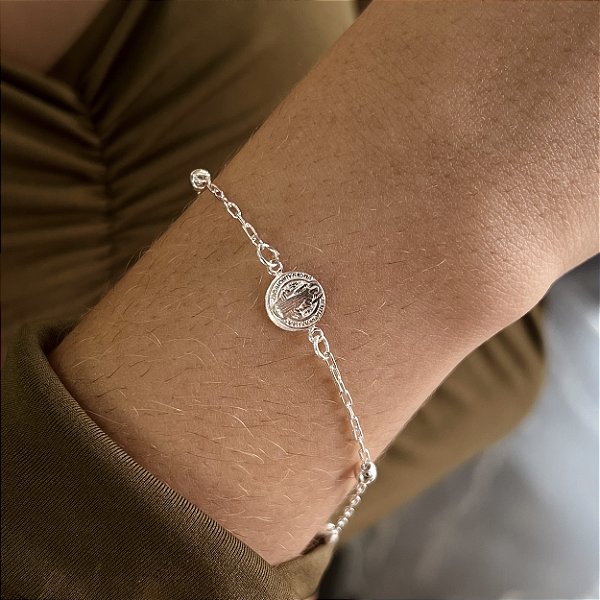 Pulseira São Bento com Bolinhas Prata 925 - PPR543