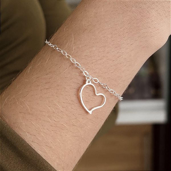 Pulseira Coração Vazado Prata 925 - PPR549