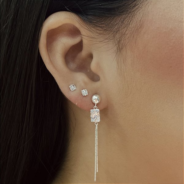 Brincos Correntinha com Zircônias Prata 925 - BPR865