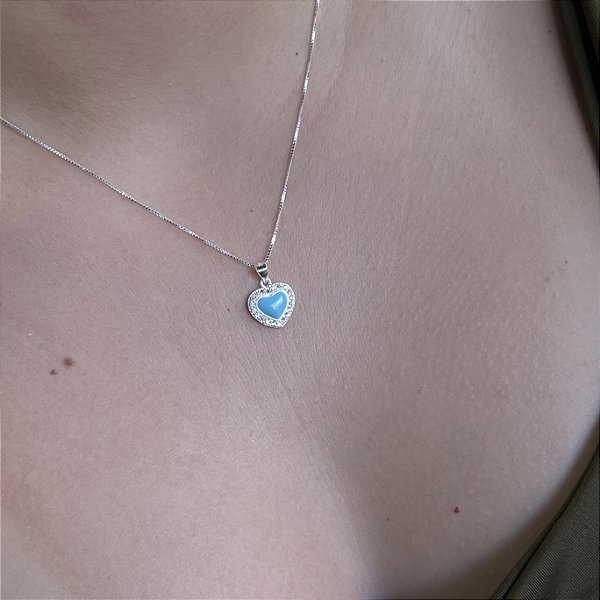 Gargantilha Coração Cravejado Prata 925 - CPR822