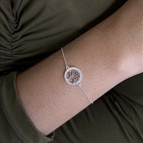 Pulseira Árvore da Vida Cravejada Prata 925 - PPR575