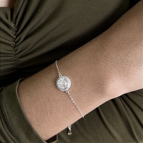 Pulseira Pizza Cravejada Prata 925 - PPR570