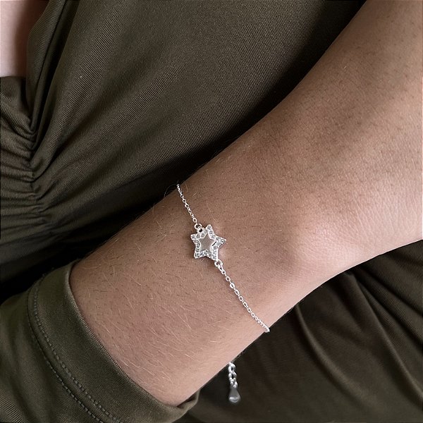 Pulseira Estrela Cravejada Prata 925 - PPR576