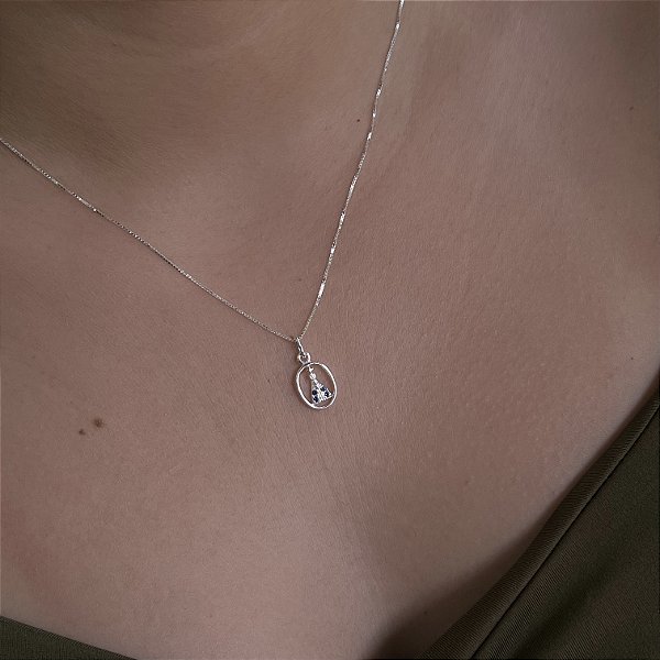 Gargantilha Nossa Senhora Aparecida com Zircônias Prata 925 - CPR836