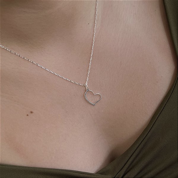 Gargantilha Coração Vazado Prata 925 - CPR833