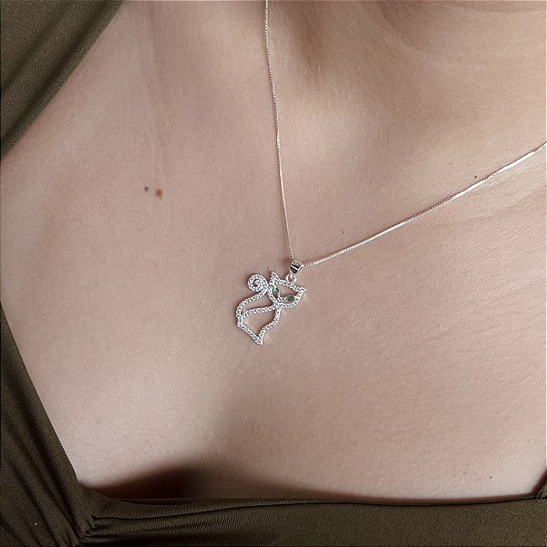 Gargantilha Gata Cravejada Prata 925 - CPR839