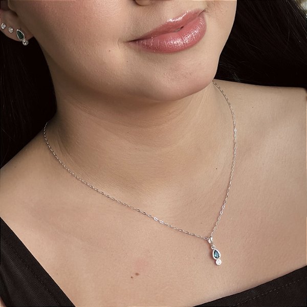 Conjunto Gota com Zircônias Prata 925 - CJPR113