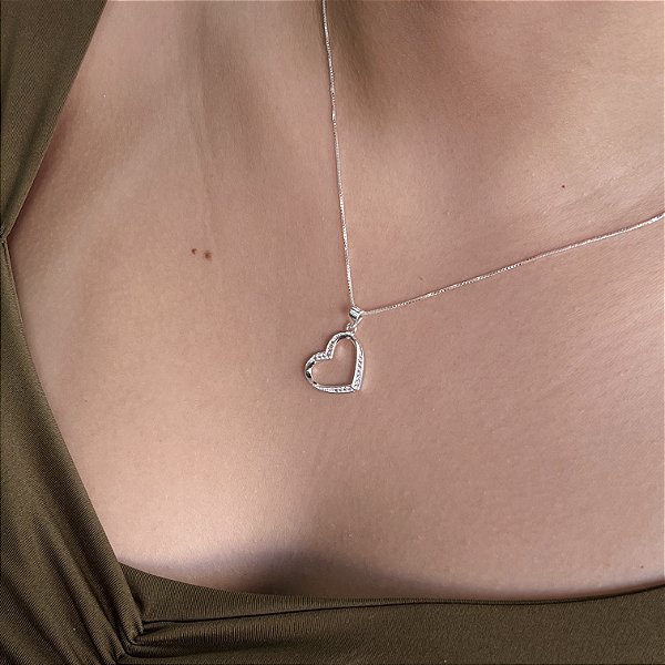 Gargantilha Coração com Zircônias Prata 925 - CPR846