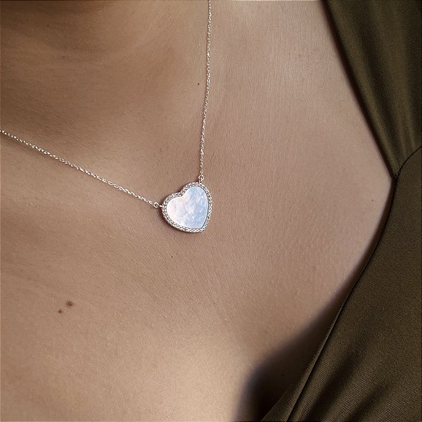 Gargantilha Coração com Madrepérola Prata 925 - CPR843