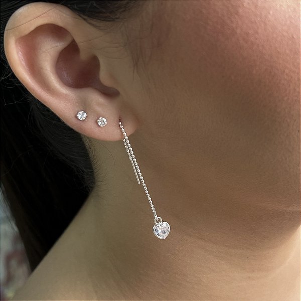 Brincos Agulha com Zircônias Prata 925 - BPR885