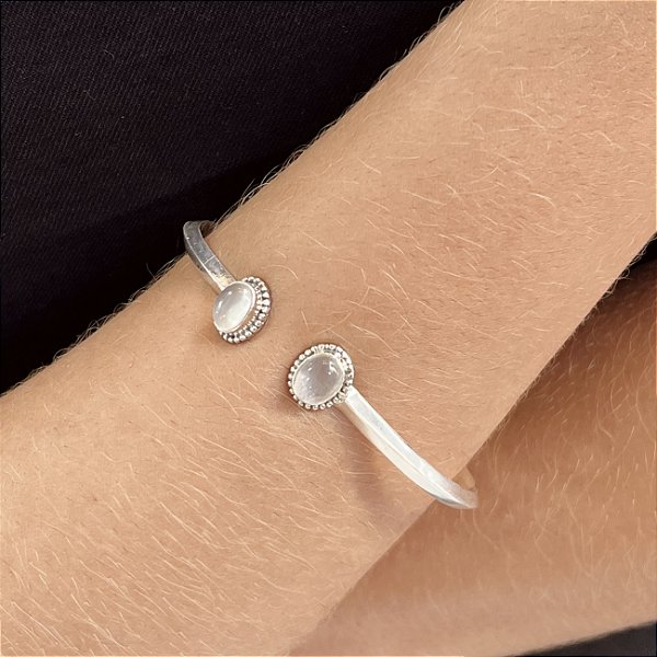 Bracelete Ajustável com Pedras Naturais Prata 925 - PPR579