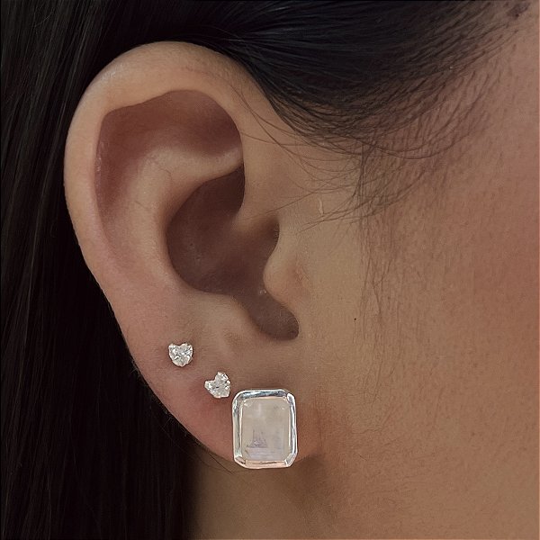 Brincos com Pedra Natural Prata 925 - BPR891