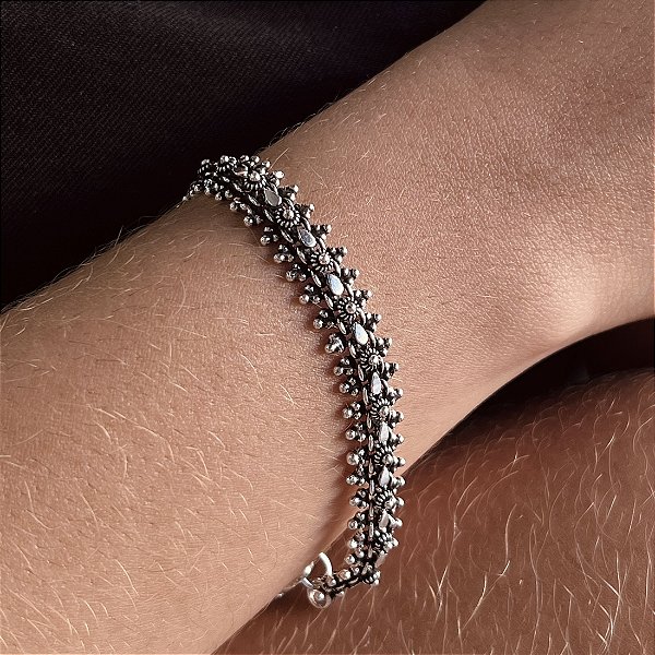 Pulseira Bali Pikun com Flor Prata 925 - PPR585