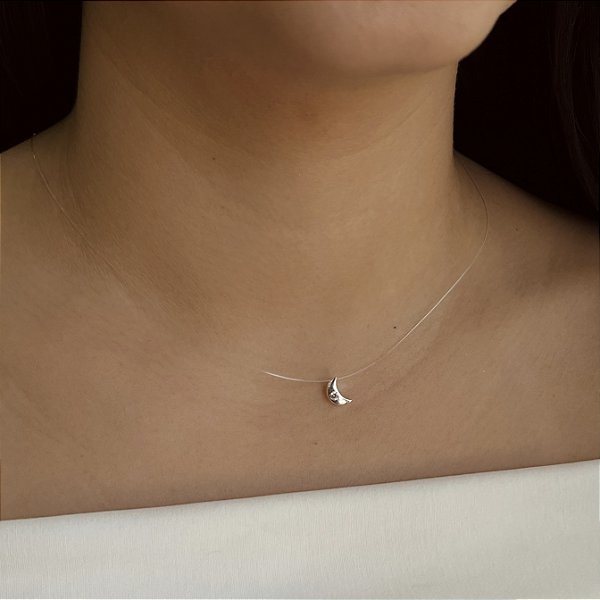 Gargantilha Nylon Lua com Zircônia Prata 925 - CPR852