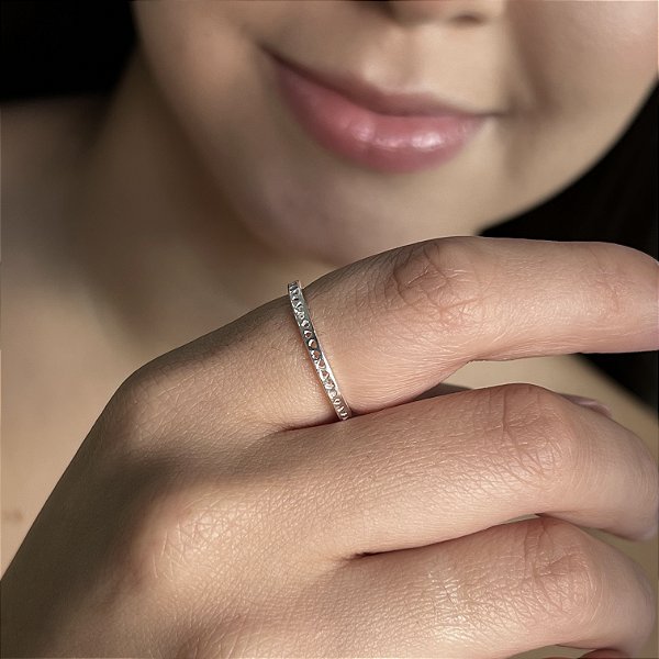 Anel Detalhe Corações Prata 925 - APR308