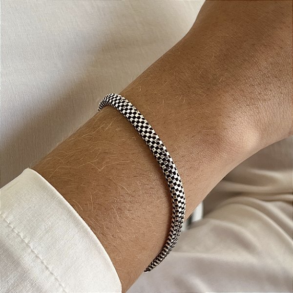 Pulseira Bali Pikun Pipoca Quadrada Prata 925 - PPR595