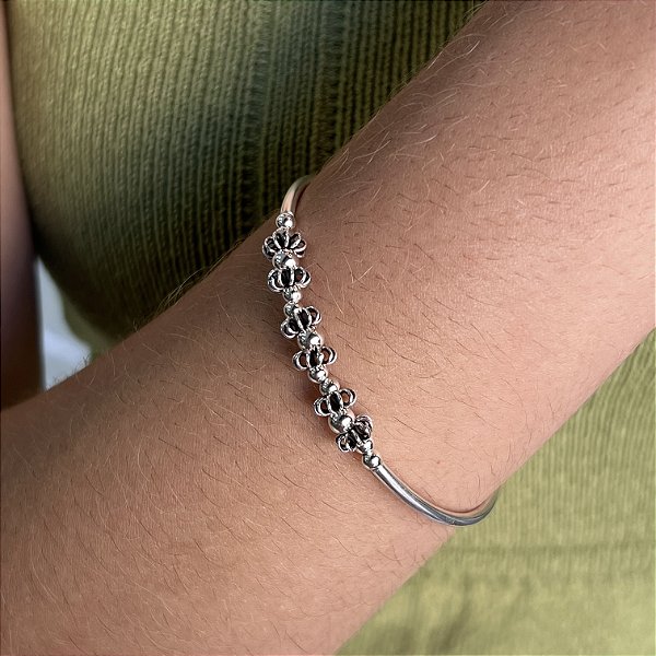 Pulseira Maleável Detalhada Prata 925 Bali - PPR593