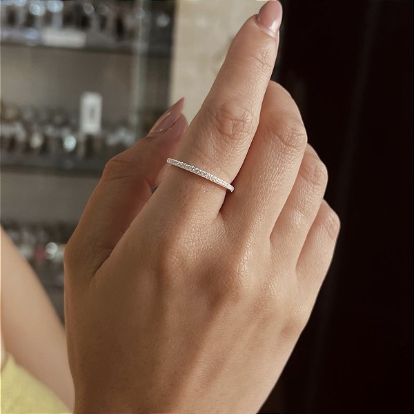 Anel Aparador Cravejado Prata 925 - APR316