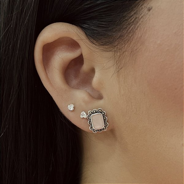 Brincos com Pedra Natural Prata 925 Bali - BPR898