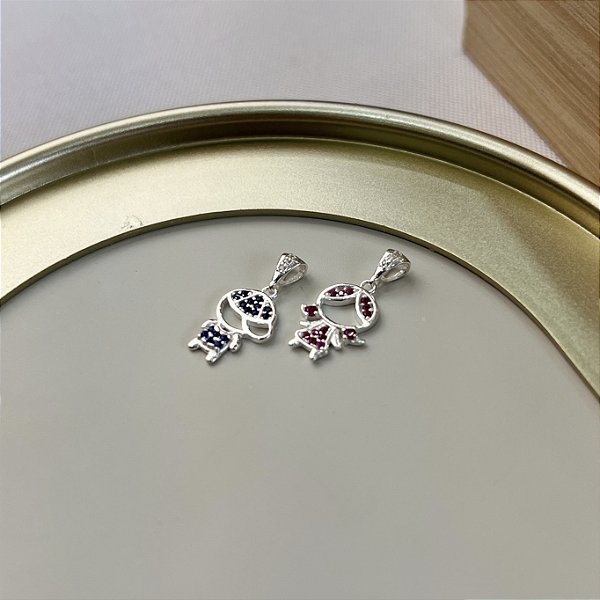 Pingente Menino e Menina Prata 925 - PIPR450