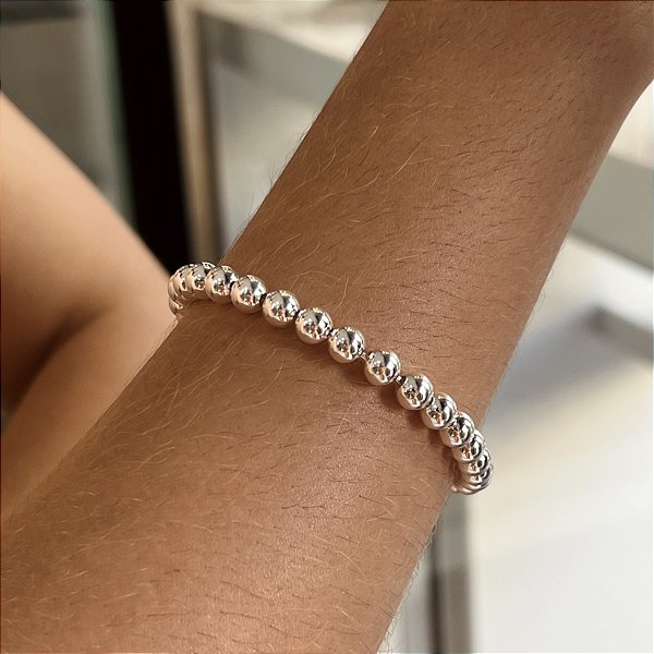Pulseira com Bolas Prata 925 - 6mm - PPR602