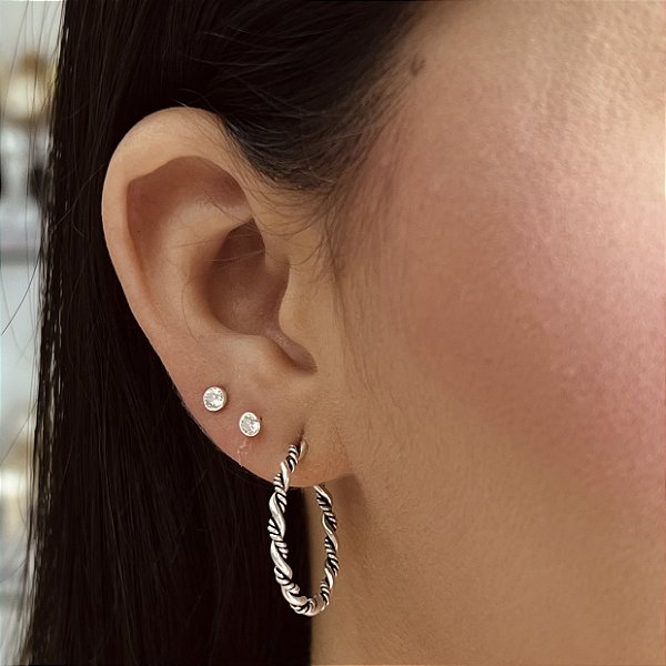 Argolas Retorcida com Tarraxa Prata 925 Bali - BPR912