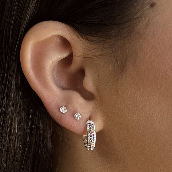 Brincos Colorido Cravejado Prata 925 - BPR922