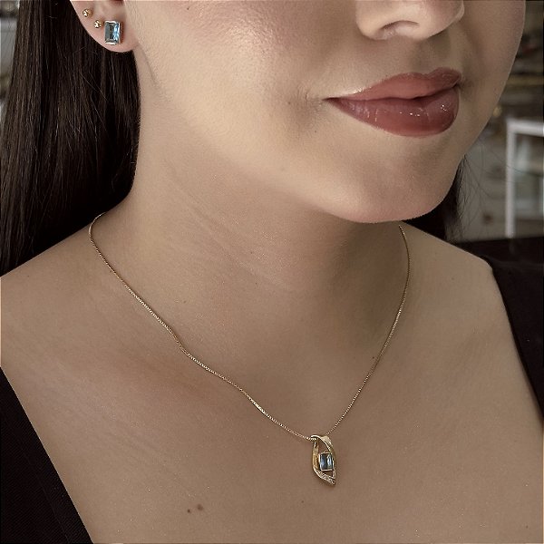 Conjunto Azul Imperial Semijoias18k - M6J06