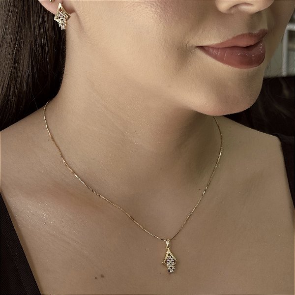 Conjunto Lumina com Zircônias Semijoias 18k - M6J13