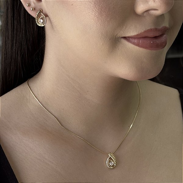 Conjunto Elegance Gota Semijoias 18k - M6J14