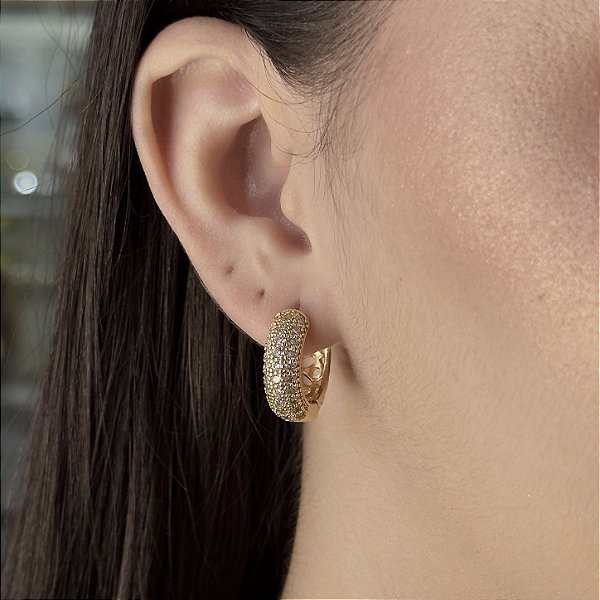 Argolas Glamuor com Zircônias Semijoias 18k - M5B11