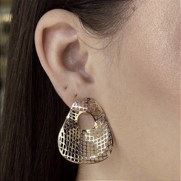 Brincos Maxi Orgânico Semijoias 18k - MB1056