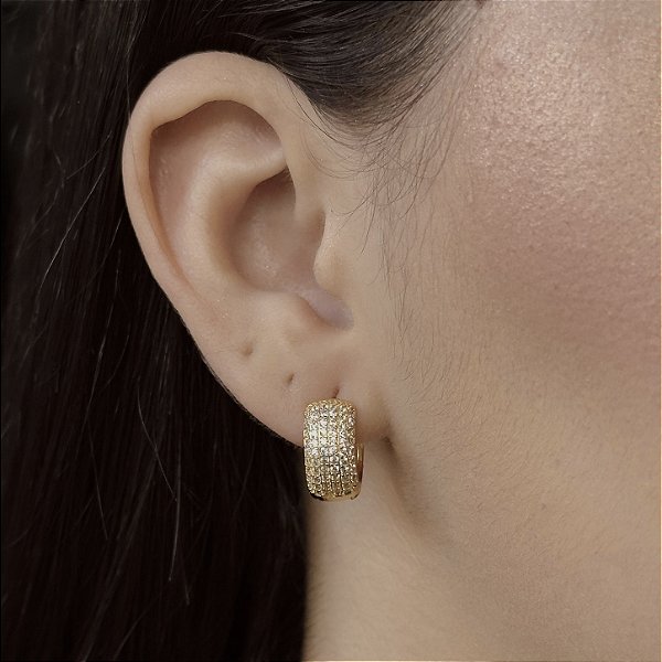 Argolas Cravejadas com Zircônias Semijoias 18k - M5B05