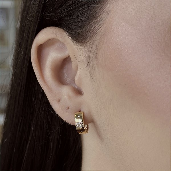 Argolas com Detalhes em Zircônias Semijoias 18k - M5B06