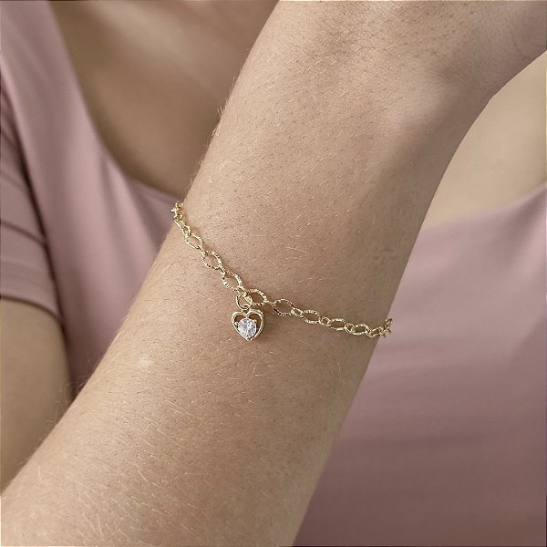 Pulseira com Detalhe Coração Semijoias 18k - MP766