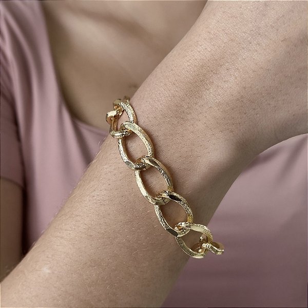 Pulseira Feminina de Corrente Grossa Semijoias 18k - M4P02