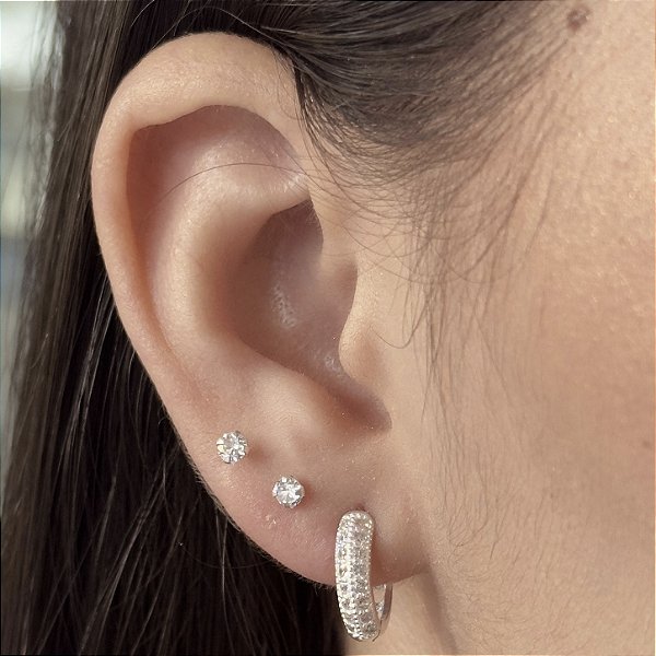 Argolas Cravejadas com Zircônias Prata 925 - 13mm - BPR960