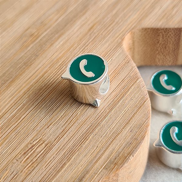 Berloque Separador Whatsapp Resinado Prata 925 - PD125