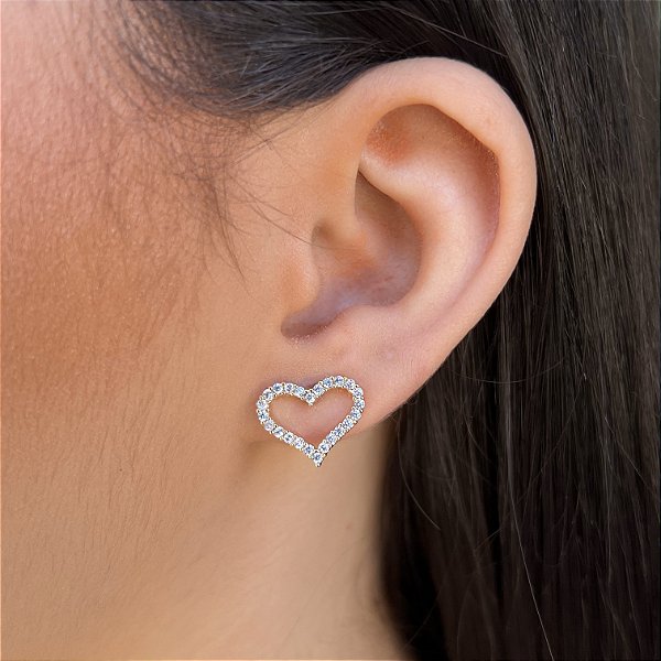 Brincos Coração com Zircônia Semijoias 18k - MB111
