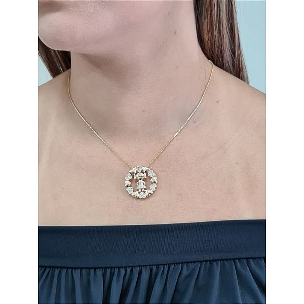 Gargantilha Mandala Cravejada Menina - Antialérgica - Semijoia 18 K - Garantia 1 Ano