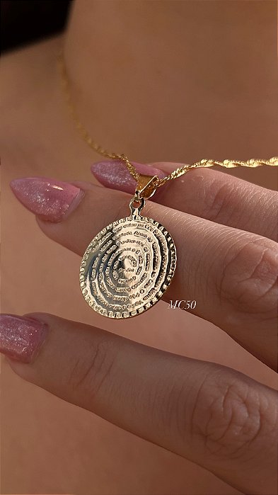 Gargantilha Mandala Pai Nosso Semijoia 18K - Antialérgico - MC50
