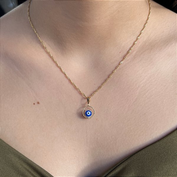 GARGANTILHA OLHO GREGO SEMIJOIA18K - ANTIALÉRGICA - MC42